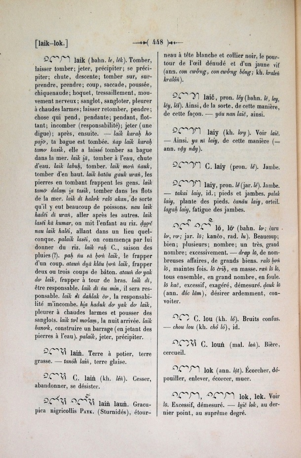 Dictionnaire Cam-Français, E. Aymonier et A. Cabaton / lo / Cabaton, Antoine; Aymonier, Etienne /  Viet Nam/ Viet Nam