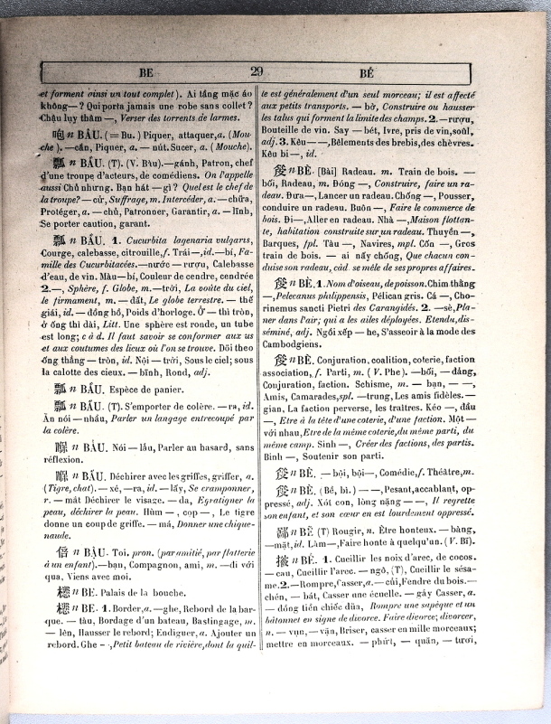 Dictionnaire Annamite-Français, par J.F.M. Génibrel / sous partie lettre BE / Génibrel, J.F.M. /  Viet Nam/ Viet Nam