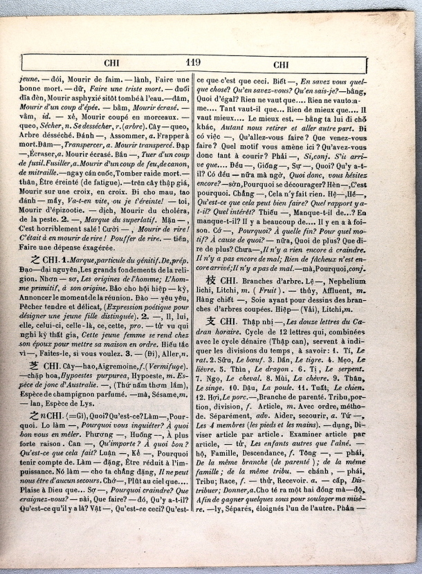 Dictionnaire Annamite-Français, par J.F.M. Génibrel / sous partie CHI / Génibrel, J.F.M. /  Viet Nam/ Viet Nam