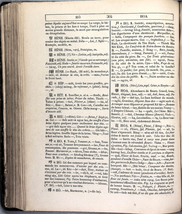 Dictionnaire Annamite-Français, par J.F.M. Génibrel / sous partie lettre HO / Génibrel, J.F.M. /  Viet Nam/ Viet Nam