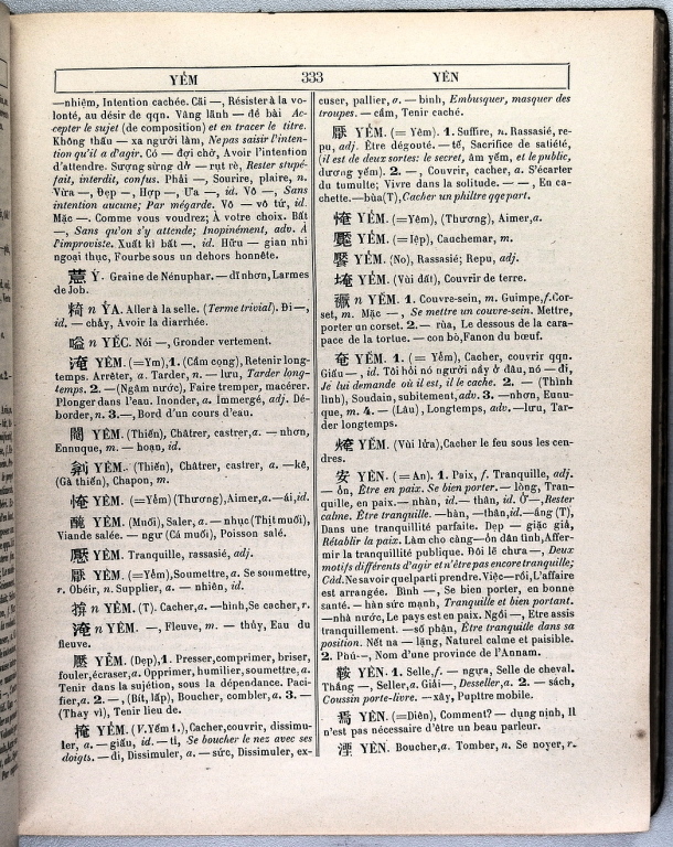Dictionnaire Annamite-Français, par J.F.M. Génibrel / sous partie lettre YE / Génibrel, J.F.M. /  Viet Nam/ Viet Nam