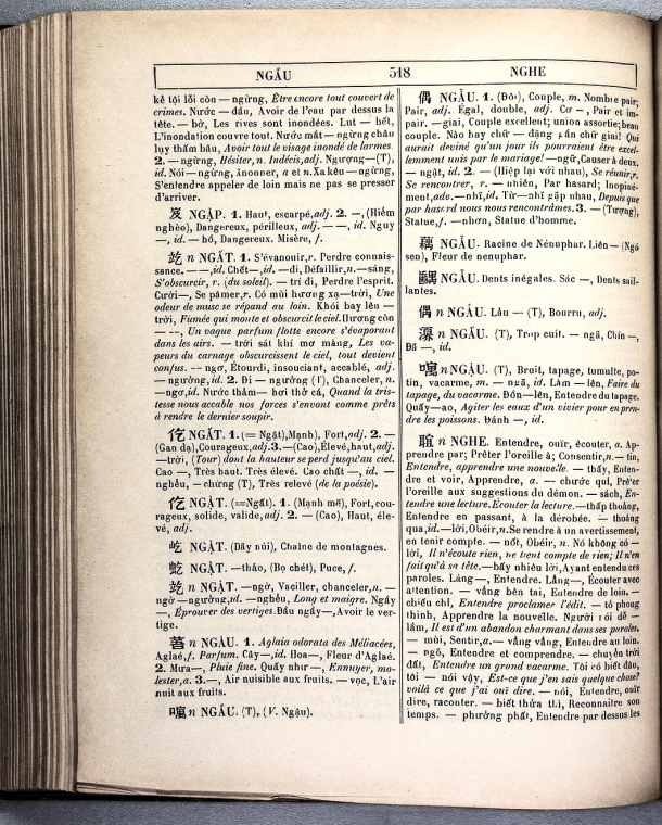 Dictionnaire Annamite-Français, par J.F.M. Génibrel / sous partie lettre NGH / Génibrel, J.F.M. /  Viet Nam/ Viet Nam