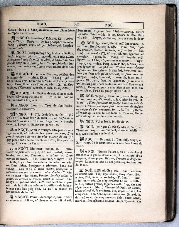 Dictionnaire Annamite-Français, par J.F.M. Génibrel / sous partie NGU / Génibrel, J.F.M. /  Viet Nam/ Viet Nam