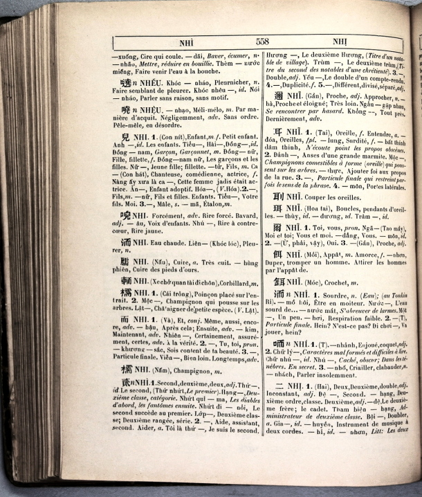 Dictionnaire Annamite-Français, par J.F.M. Génibrel / sous partie lettre NHI / Génibrel, J.F.M. /  Viet Nam/ Viet Nam
