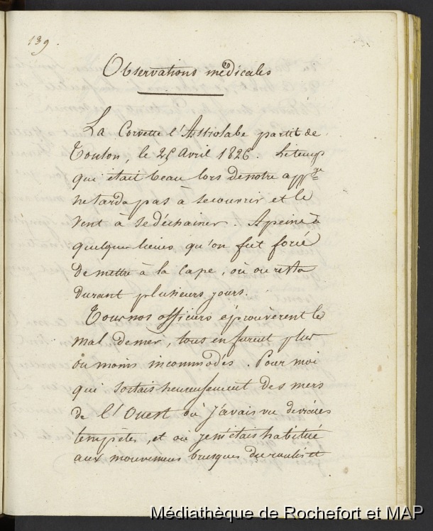 Observations (Voyage de l'Astrolabe) Tome 2 (B172996201_Ms_00107) / Observations (Voyage de l'Astrolabe) Tome 2 (B172996201_Ms_00107) / Lesson, Pierre-Adolphe / 