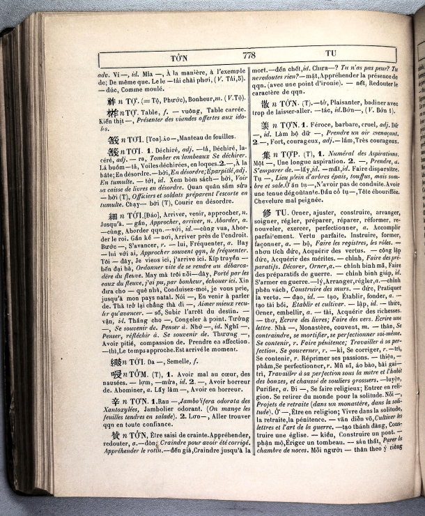 Dictionnaire Annamite-Français, par J.F.M. Génibrel / sous partie lettre Tu / Génibrel, J.F.M. /  Viet Nam/ Viet Nam