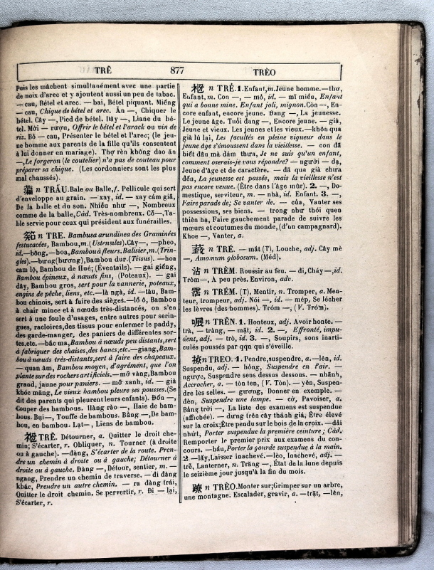 Dictionnaire Annamite-Français, par J.F.M. Génibrel / sous partie TRE / Génibrel, J.F.M. /  Viet Nam/ Viet Nam