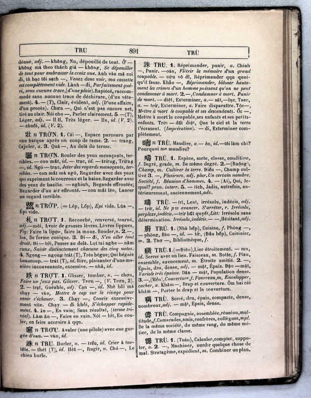 Dictionnaire Annamite-Français, par J.F.M. Génibrel / sous partie TRU / Génibrel, J.F.M. /  Viet Nam/ Viet Nam