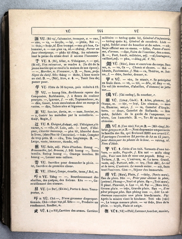 Dictionnaire Annamite-Français, par J.F.M. Génibrel / sous partie lettre VU / Génibrel, J.F.M. /  Viet Nam/ Viet Nam