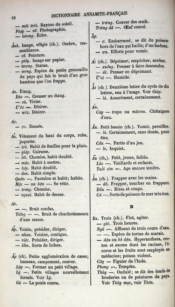 Dictionnaire Elémentaire Annamite-Français, Legrand de la Liraye / lettre B / Legrand de la Liraye /  Viet Nam/ Viet Nam