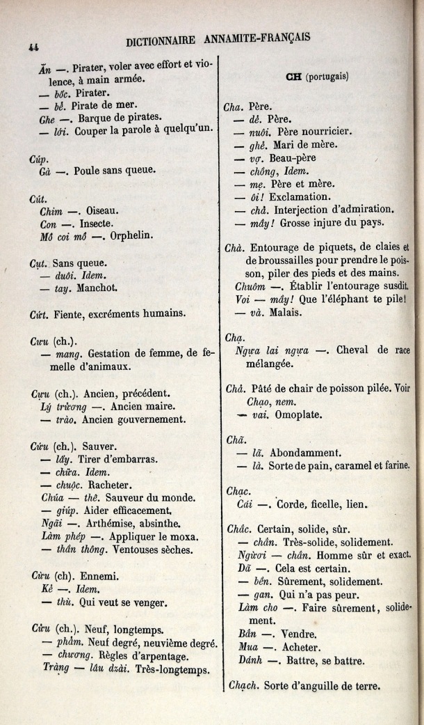 Dictionnaire Elémentaire Annamite-Français, Legrand de la Liraye / lettre CH / Legrand de la Liraye /  Viet Nam/ Viet Nam
