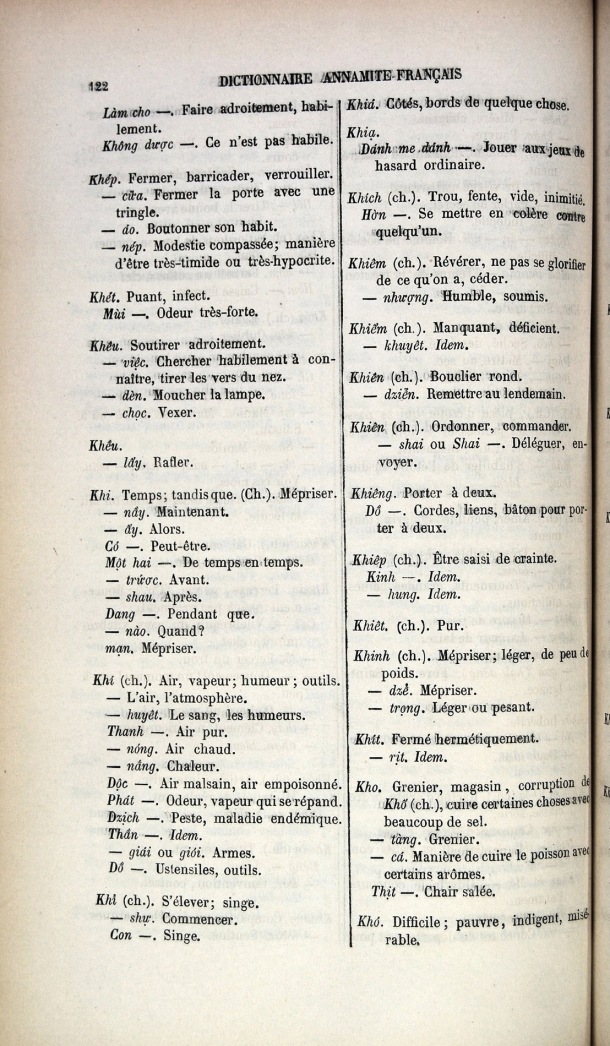 Dictionnaire Elémentaire Annamite-Français, Legrand de la Liraye / lettre KH: KHO / Legrand de la Liraye /  Viet Nam/ Viet Nam