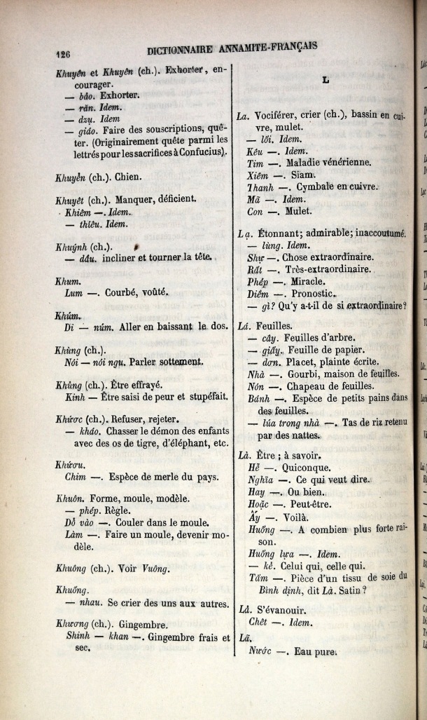 Dictionnaire Elémentaire Annamite-Français, Legrand de la Liraye / lettre L / Legrand de la Liraye /  Viet Nam/ Viet Nam