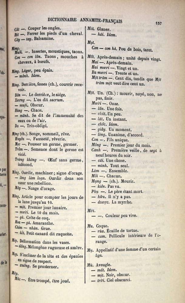 Dictionnaire Elémentaire Annamite-Français, Legrand de la Liraye / lettre M: lettre MU / Legrand de la Liraye /  Viet Nam/ Viet Nam