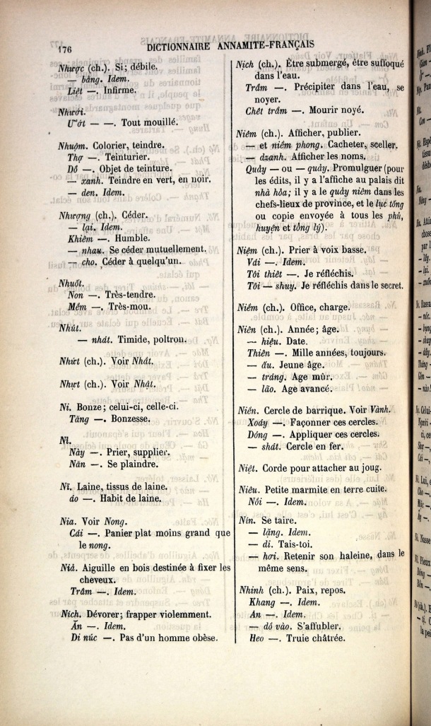 Dictionnaire Elémentaire Annamite-Français, Legrand de la Liraye / lettre N: lettre NI / Legrand de la Liraye /  Viet Nam/ Viet Nam