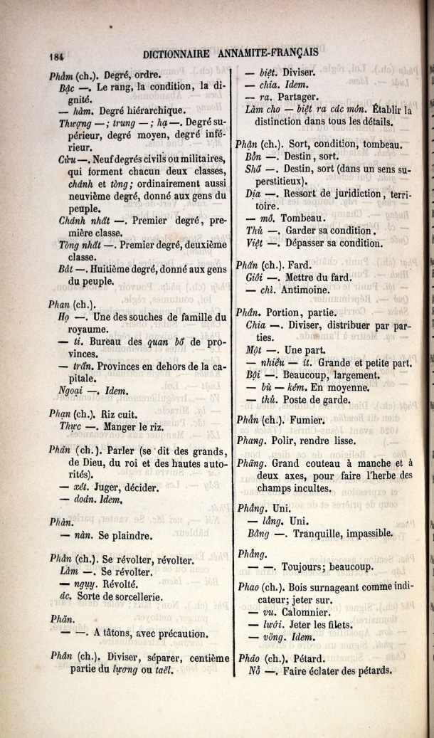 Dictionnaire Elémentaire Annamite-Français, Legrand de la Liraye / lettre PH: lettre PHD / Legrand de la Liraye /  Viet Nam/ Viet Nam