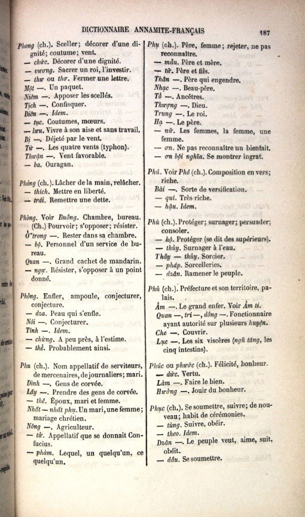 Dictionnaire Elémentaire Annamite-Français, Legrand de la Liraye / Lettre PH: lettre PHU / Legrand de la Liraye /  Viet Nam/ Viet Nam