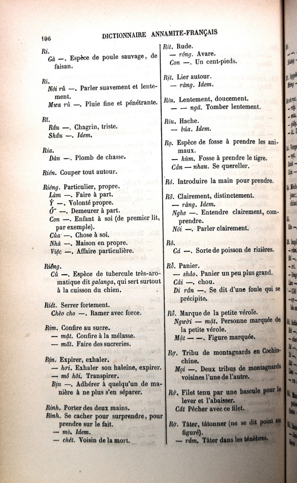 Dictionnaire Elémentaire Annamite-Français, Legrand de la Liraye / lettre R: lettre RO / Legrand de la Liraye /  Viet Nam/ Viet Nam