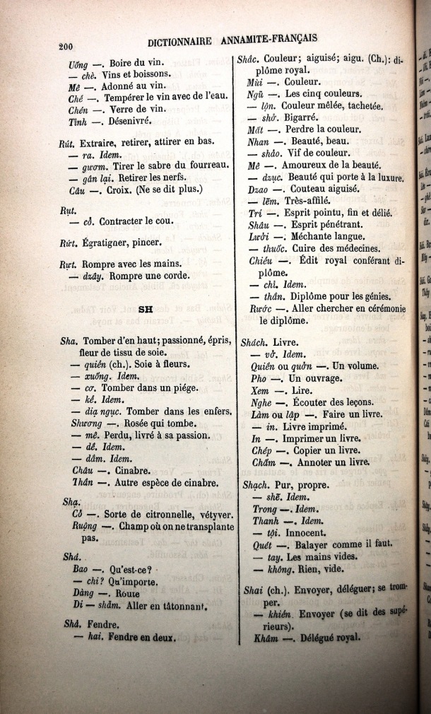 Dictionnaire Elémentaire Annamite-Français, Legrand de la Liraye / lettre SH / Legrand de la Liraye /  Viet Nam/ Viet Nam