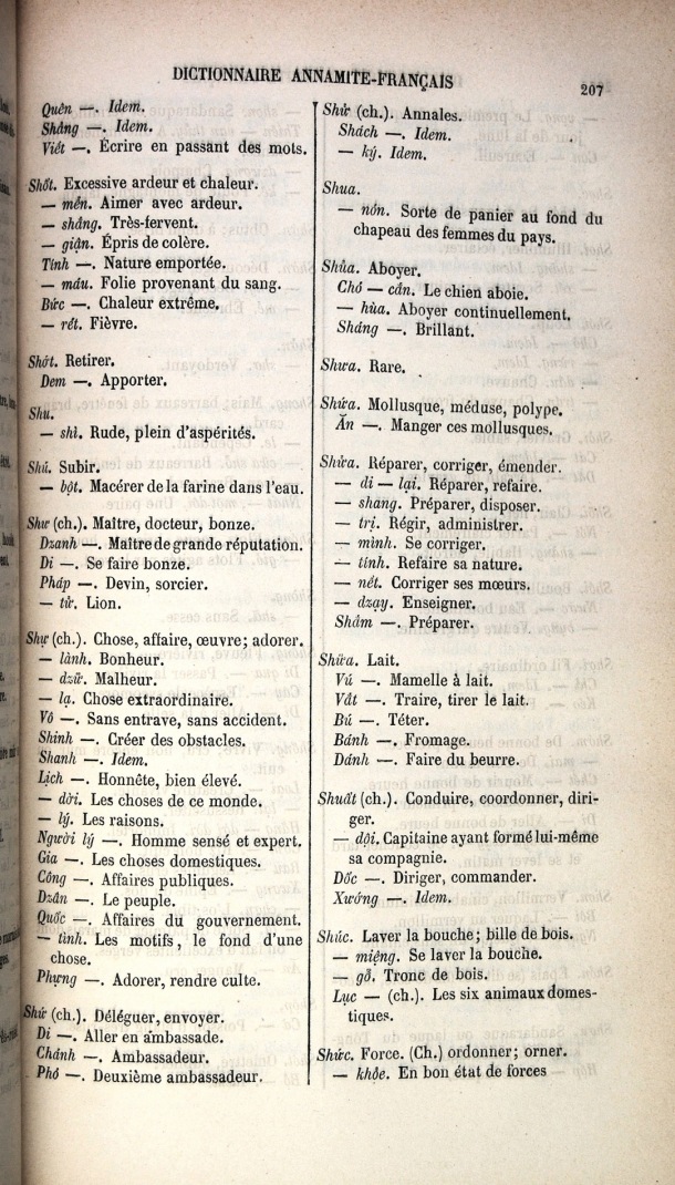 Dictionnaire Elémentaire Annamite-Français, Legrand de la Liraye / lettre SH: lettre SHU / Legrand de la Liraye /  Viet Nam/ Viet Nam
