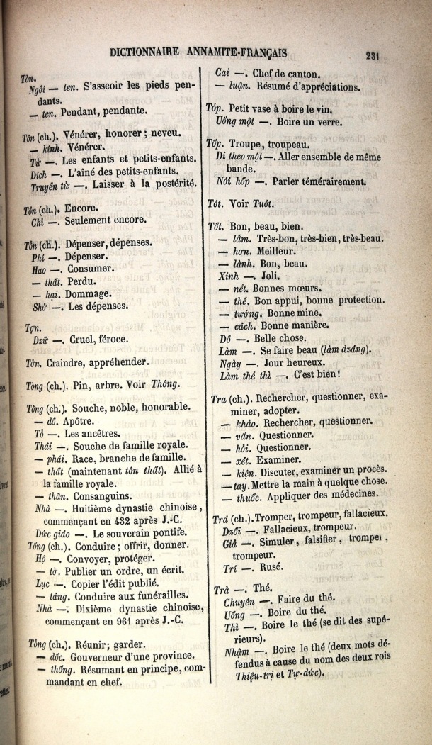 Dictionnaire Elémentaire Annamite-Français, Legrand de la Liraye / lettre T: lettre TR / Legrand de la Liraye /  Viet Nam/ Viet Nam