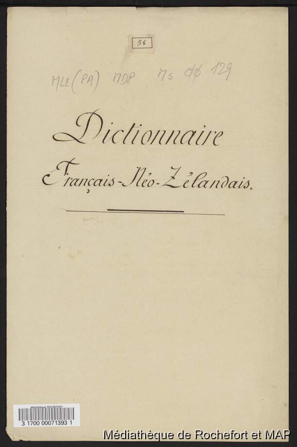 Dictionnaire Français-nouveau Zélandais (B172996201_Ms00129) / Dictionnaire Français-nouveau Zélandais (B172996201_Ms00129) / Lesson, Pierre-Adolphe / 