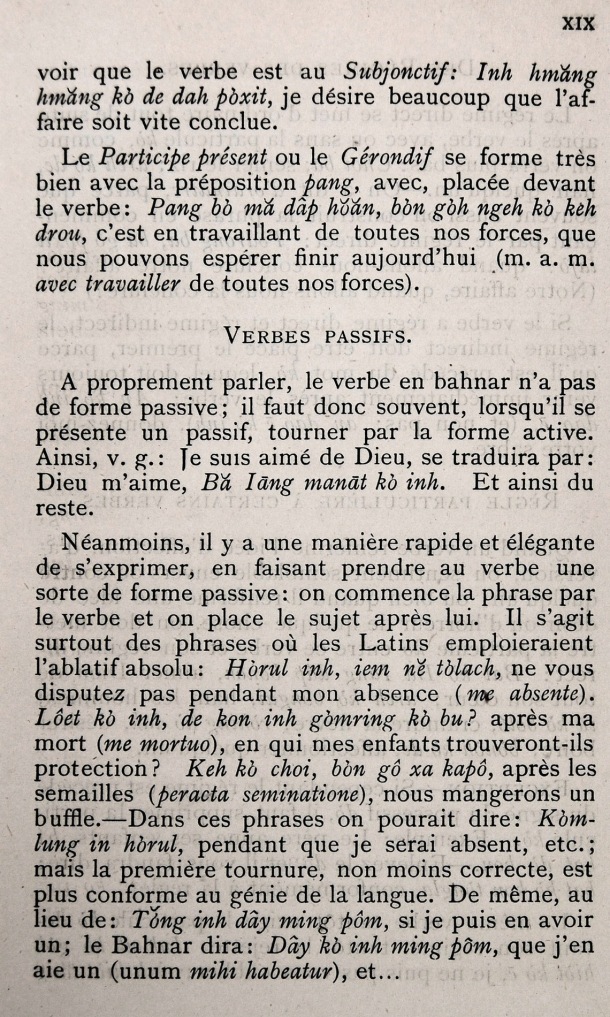 Dictionnaire Bahnar-Français, P.X. Dourisboure / notions de grammaire. partie I:4.1 verbes passifs / Dourisboure, P.X. /  Viet Nam/ Viet Nam
