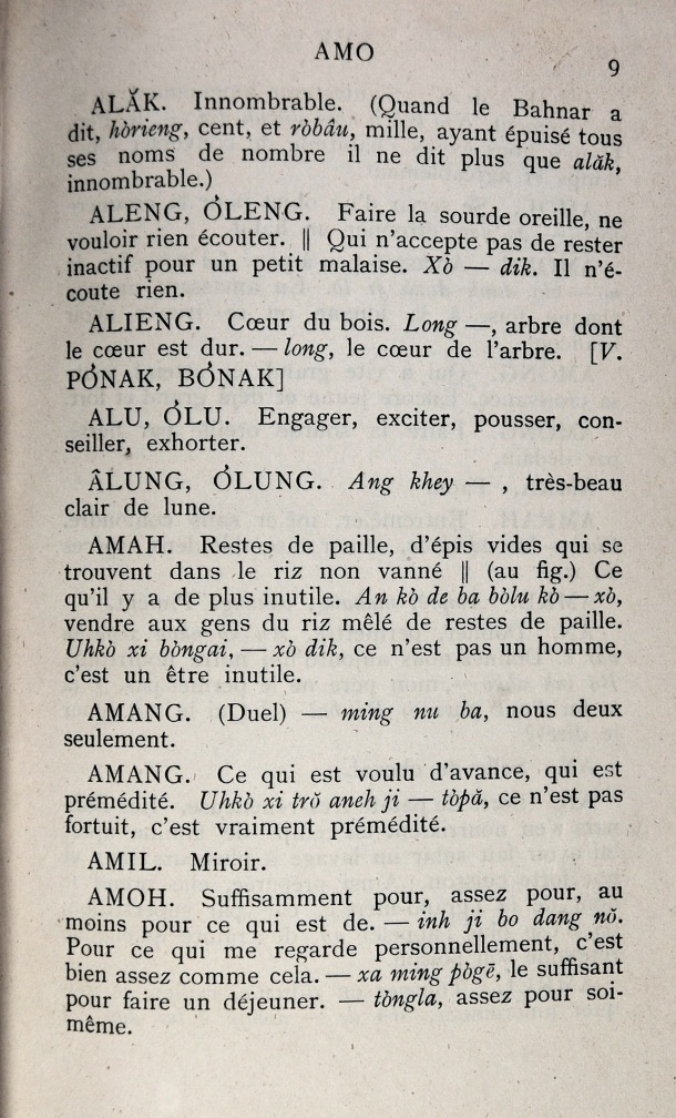 Dictionnaire Bahnar-Français, P.X. Dourisboure / lettre A: lettre AM / Dourisboure, P.X. /  Viet Nam/ Viet Nam