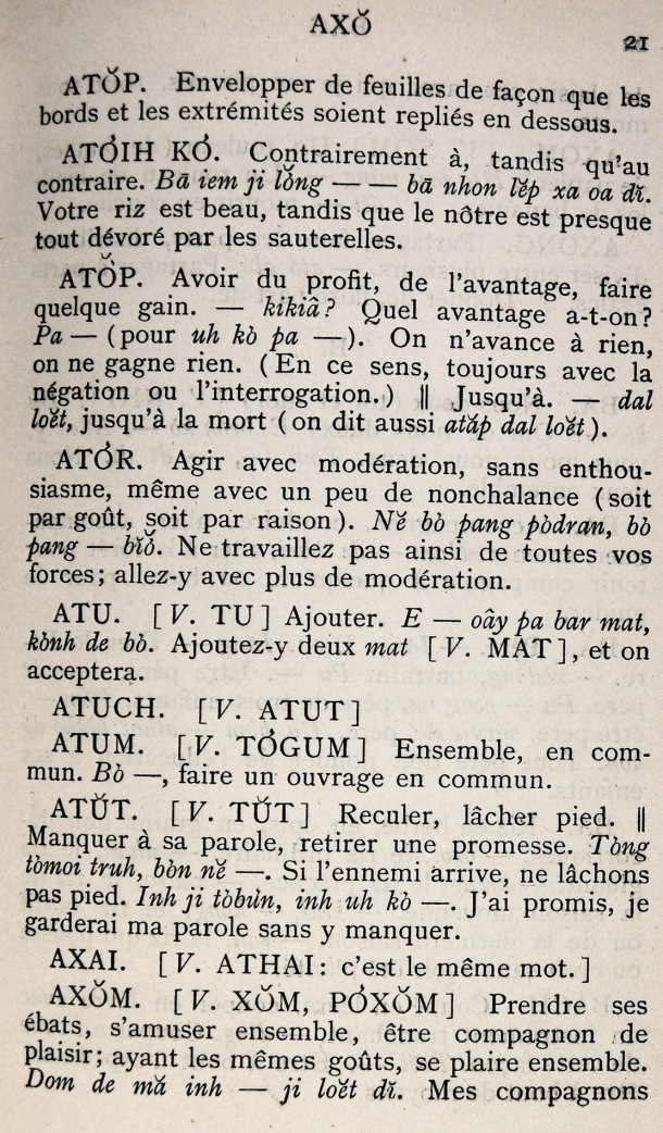 Dictionnaire Bahnar-Français, P.X. Dourisboure / lettre A: lettre AX / Dourisboure, P.X. /  Viet Nam/ Viet Nam