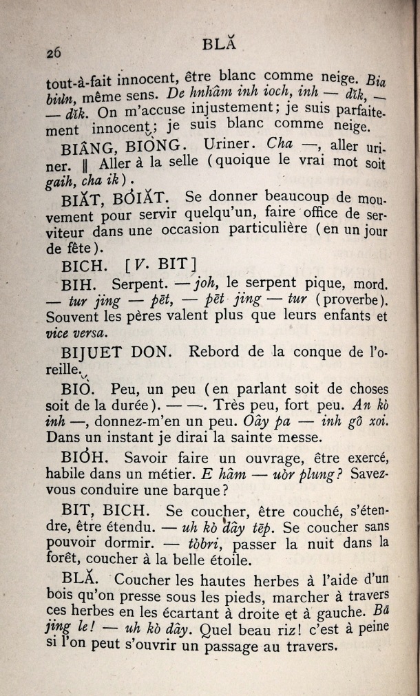 Dictionnaire Bahnar-Français, P.X. Dourisboure / lettre B: lettre BL / Dourisboure, P.X. /  Viet Nam/ Viet Nam
