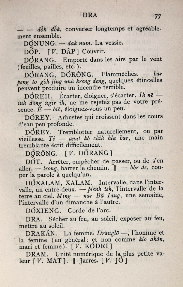 Dictionnaire Bahnar-Français, P.X. Dourisboure / lettre D: lettre DR / Dourisboure, P.X. /  Viet Nam/ Viet Nam