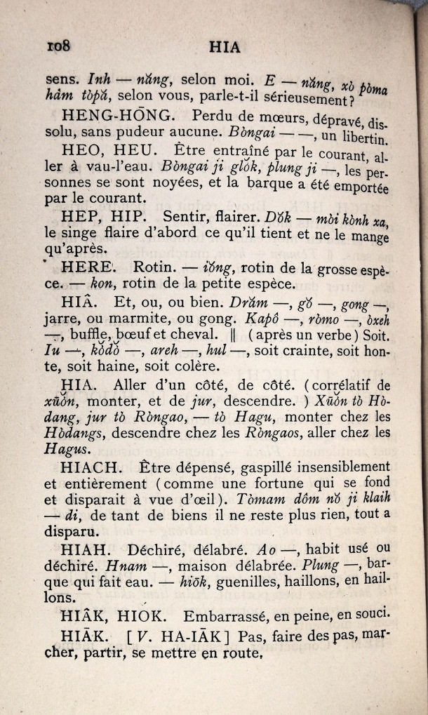 Dictionnaire Bahnar-Français, P.X. Dourisboure / lettre H: lettre HI / Dourisboure, P.X. /  Viet Nam/ Viet Nam