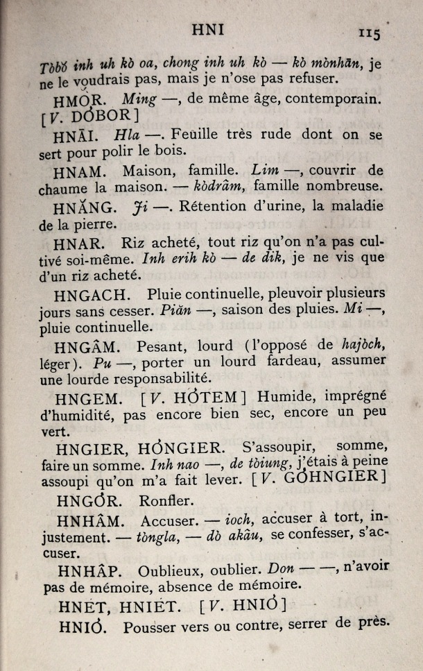 Dictionnaire Bahnar-Français, P.X. Dourisboure / lettre H: lettre HN / Dourisboure, P.X. /  Viet Nam/ Viet Nam