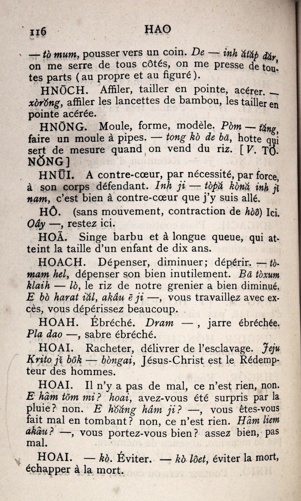 Dictionnaire Bahnar-Français, P.X. Dourisboure / lettre H: lettre HO / Dourisboure, P.X. /  Viet Nam/ Viet Nam