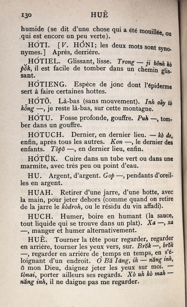 Dictionnaire Bahnar-Français, P.X. Dourisboure / lettre H: lettre HU / Dourisboure, P.X. /  Viet Nam/ Viet Nam