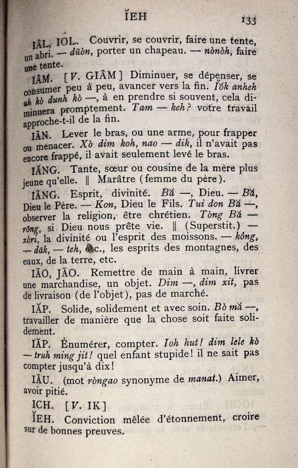 Dictionnaire Bahnar-Français, P.X. Dourisboure / lettre I: lettre IE / Dourisboure, P.X. /  Viet Nam/ Viet Nam