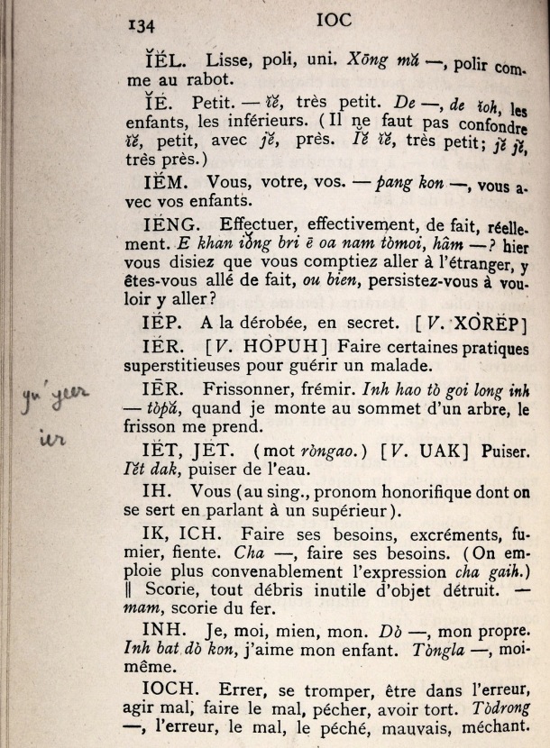 Dictionnaire Bahnar-Français, P.X. Dourisboure / lettre I: lettre IO / Dourisboure, P.X. /  Viet Nam/ Viet Nam