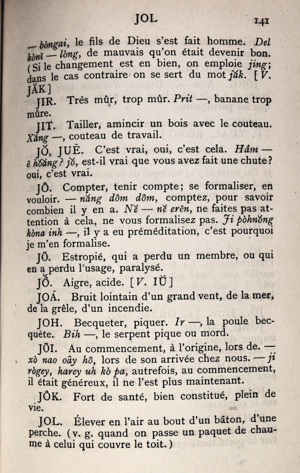 Dictionnaire Bahnar-Français, P.X. Dourisboure / lettre J: lettre JO / Dourisboure, P.X. /  Viet Nam/ Viet Nam