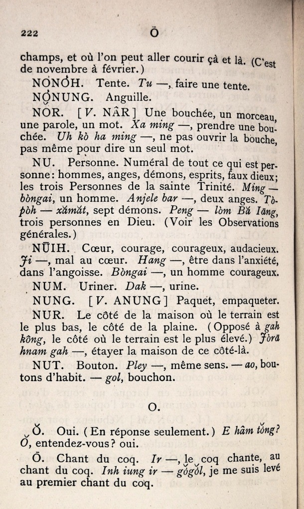 Dictionnaire Bahnar-Français, P.X. Dourisboure / lettre O / Dourisboure, P.X. /  Viet Nam/ Viet Nam