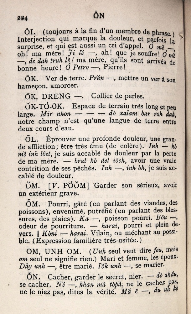 Dictionnaire Bahnar-Français, P.X. Dourisboure / lettre O: lettre ON / Dourisboure, P.X. /  Viet Nam/ Viet Nam