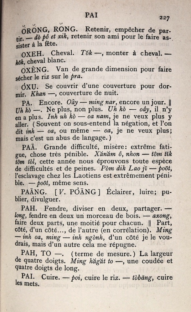 Dictionnaire Bahnar-Français, P.X. Dourisboure / lettre P / Dourisboure, P.X. /  Viet Nam/ Viet Nam