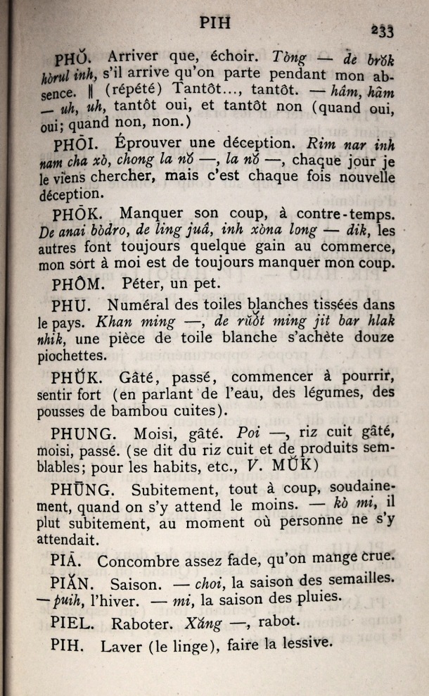 Dictionnaire Bahnar-Français, P.X. Dourisboure / lettre P: lettre PI / Dourisboure, P.X. /  Viet Nam/ Viet Nam