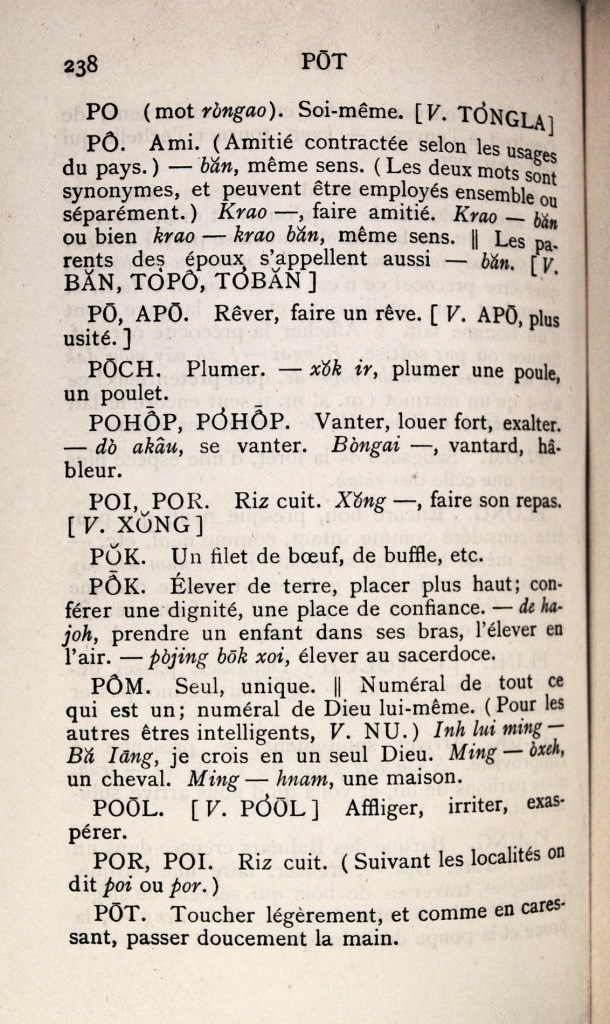 Dictionnaire Bahnar-Français, P.X. Dourisboure / lettre P: lettre PO / Dourisboure, P.X. /  Viet Nam/ Viet Nam