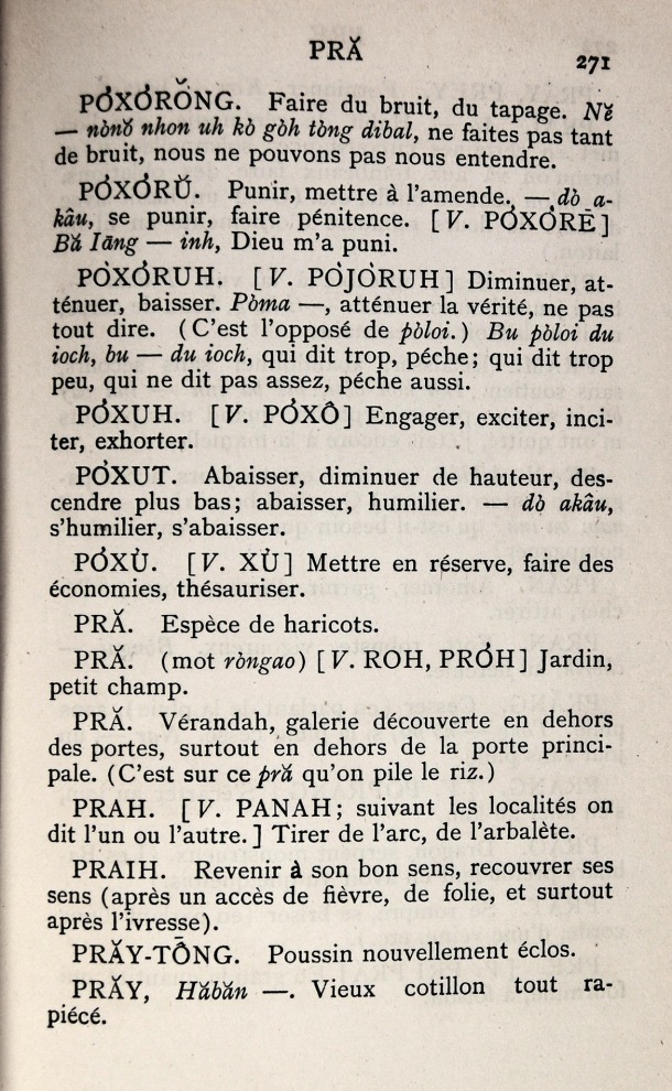 Dictionnaire Bahnar-Français, P.X. Dourisboure / lettre P: lettre PR / Dourisboure, P.X. /  Viet Nam/ Viet Nam