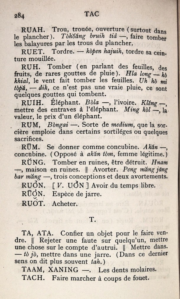 Dictionnaire Bahnar-Français, P.X. Dourisboure / lettre T / Dourisboure, P.X. /  Viet Nam/ Viet Nam