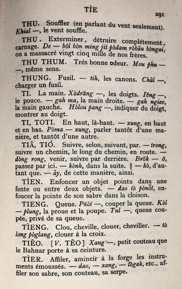 Dictionnaire Bahnar-Français, P.X. Dourisboure / lettre T: lettre TI / Dourisboure, P.X. /  Viet Nam/ Viet Nam