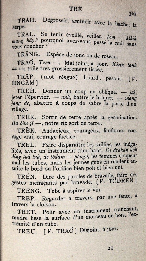 Dictionnaire Bahnar-Français, P.X. Dourisboure / lettre T: lettre TR / Dourisboure, P.X. /  Viet Nam/ Viet Nam