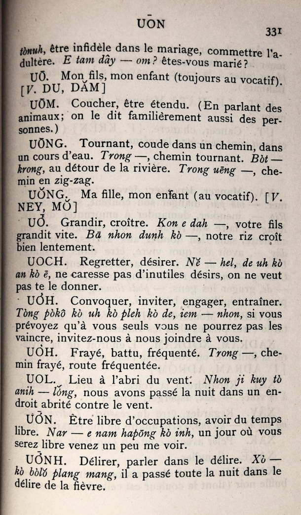 Dictionnaire Bahnar-Français, P.X. Dourisboure / lettre U: lettre UO / Dourisboure, P.X. /  Viet Nam/ Viet Nam