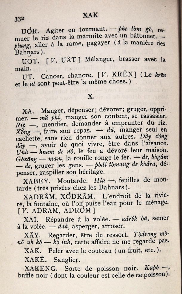 Dictionnaire Bahnar-Français, P.X. Dourisboure / lettre X / Dourisboure, P.X. /  Viet Nam/ Viet Nam