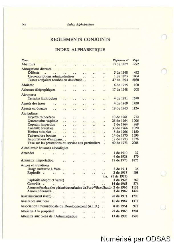 Règlementation Conjointe des Nouvelles-Hébrides, Tome 1 / Règlementation Conjointe des Nouvelles-Hébrides, Tome 1 / Commissaires, Résidents / Vanuatu/ Vanuatu